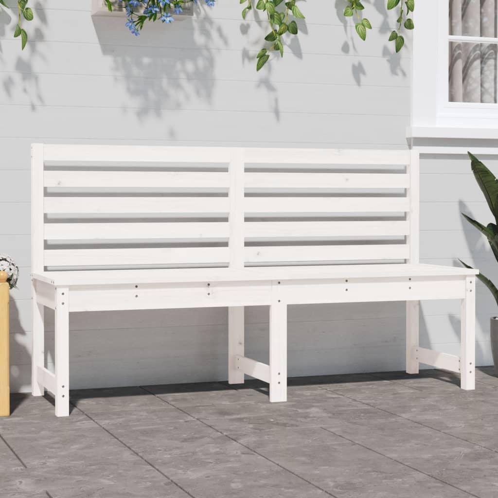 Banco de jardín madera maciza de pino blanco 111,5x53x71 cm