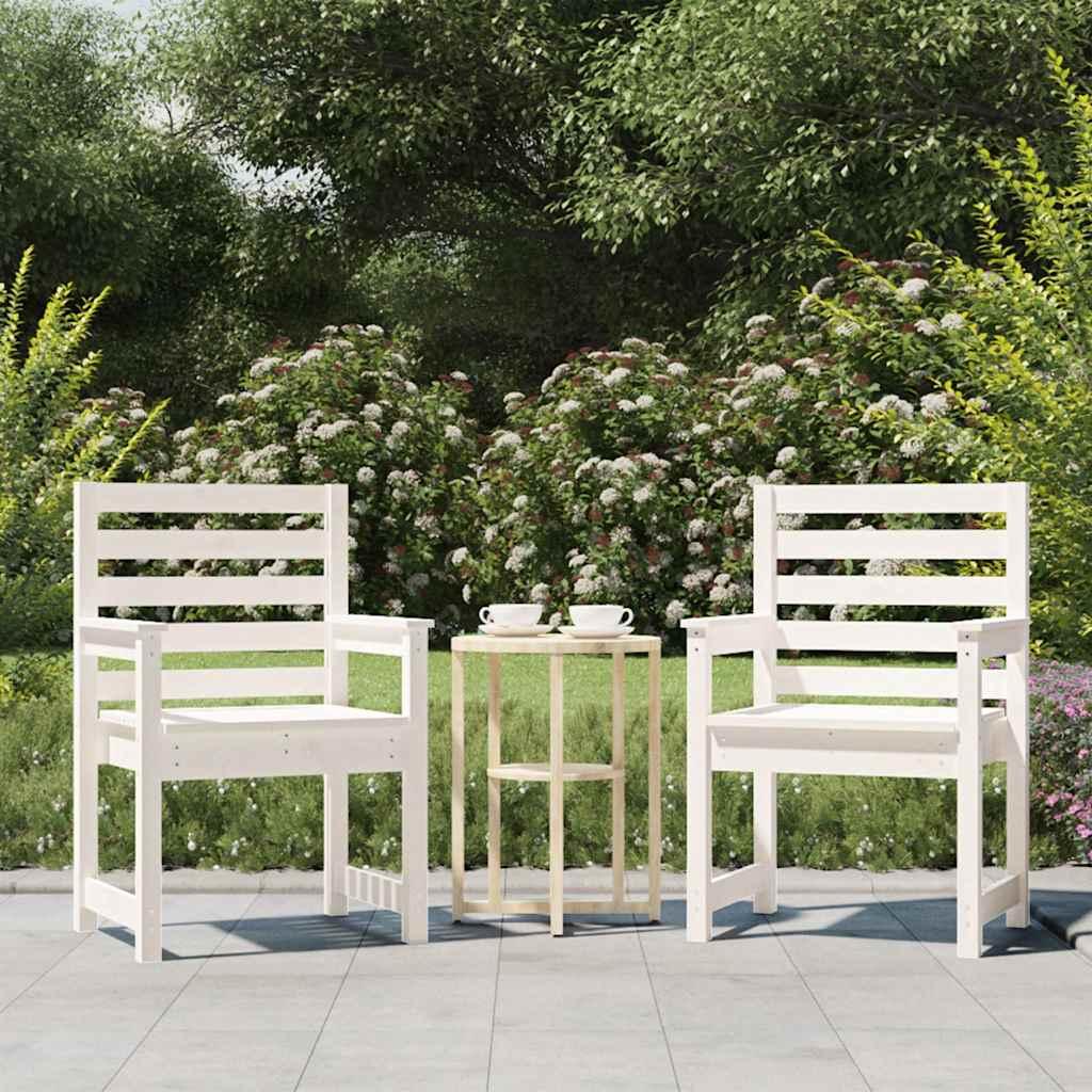 Sillas de jardín 2 uds madera maciza pino blanco 61,5x53x71 cm