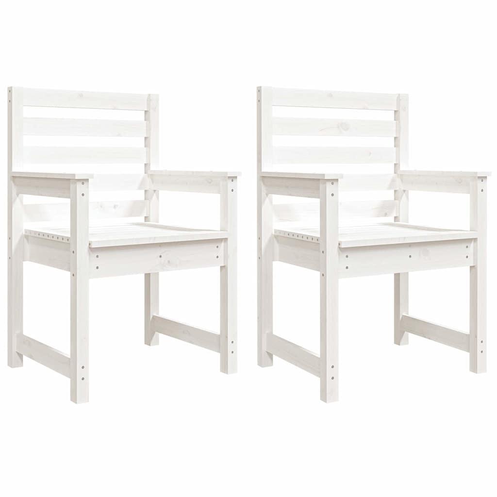 Sillas de jardín 2 uds madera maciza pino blanco 61,5x53x71 cm