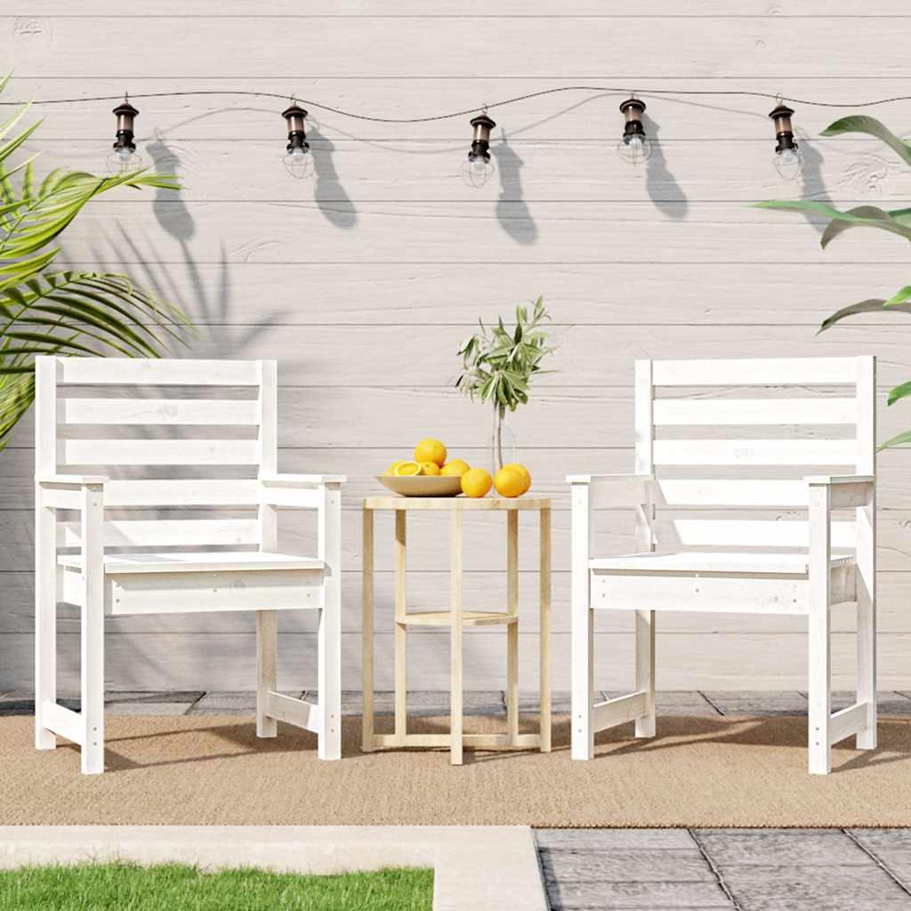 Sillas de jardín 2 uds madera maciza pino blanco 61,5x53x71 cm