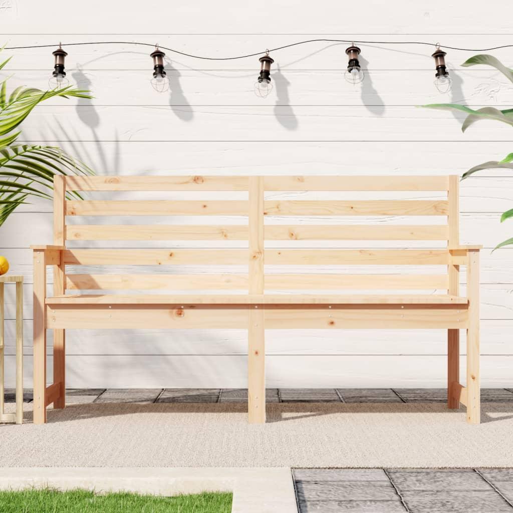 Banco de jardín madera maciza de pino blanco 111,5x53x71 cm