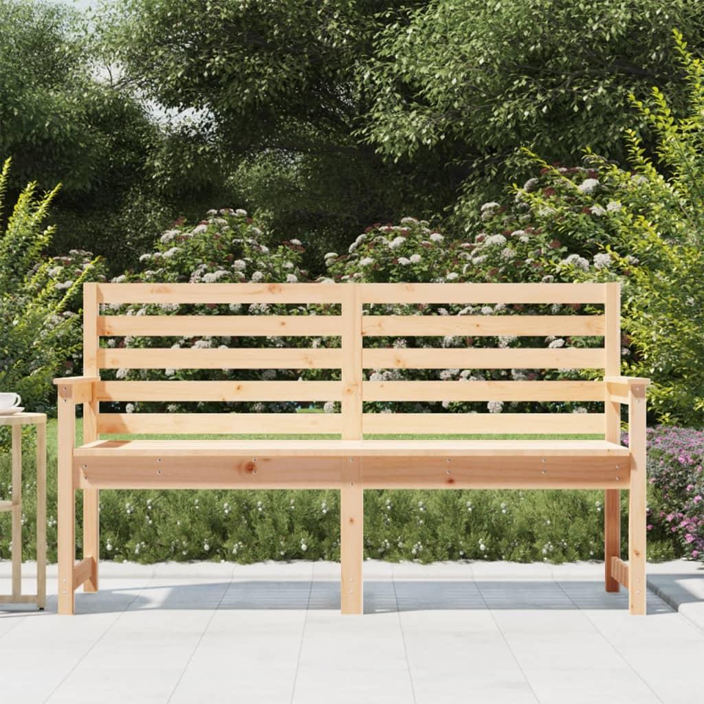 Banco de jardín madera maciza de pino blanco 111,5x53x71 cm