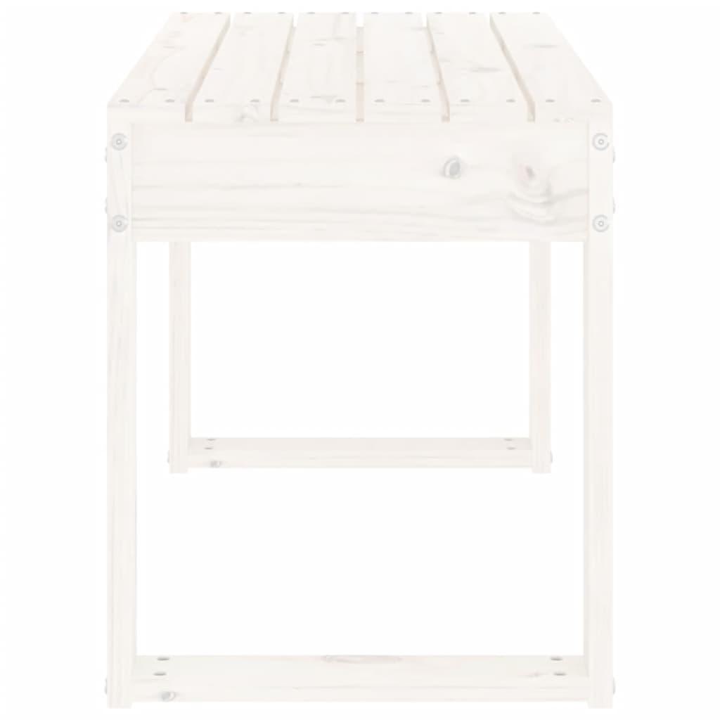 Banco de jardín madera maciza de pino blanco 111,5x53x71 cm