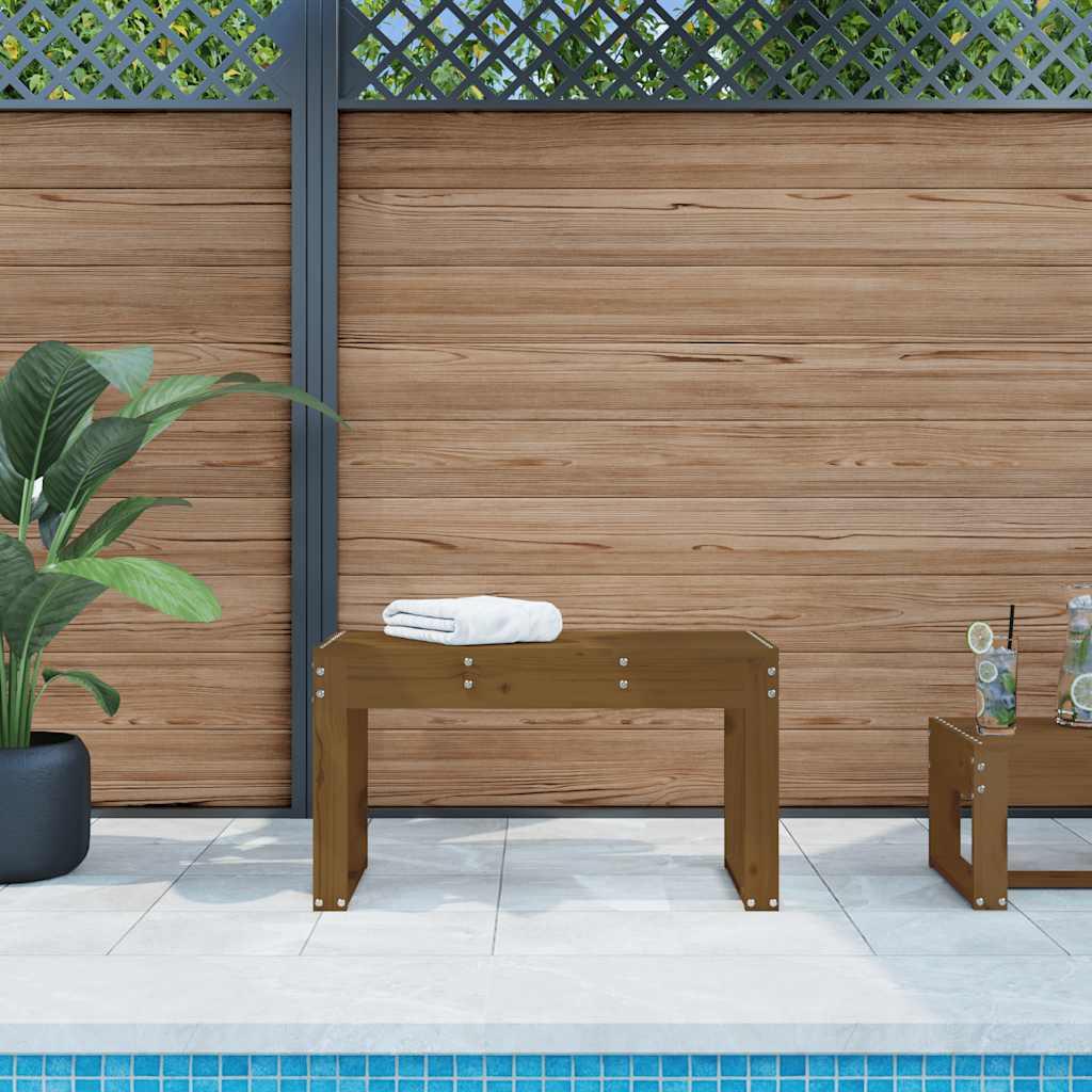 Banco de jardín madera maciza de pino marrón miel 110x38x45 cm