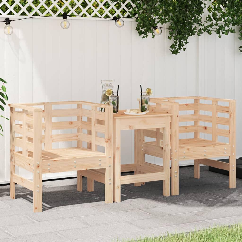 Sillas de jardín 2 uds madera maciza pino blanco 61,5x53x71 cm