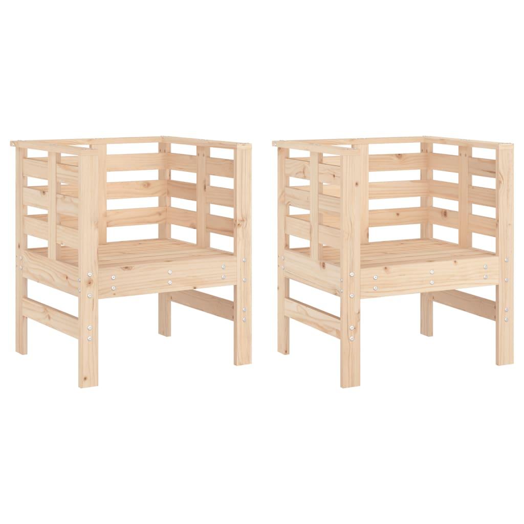 Sillas de jardín 2 uds madera maciza pino blanco 61,5x53x71 cm