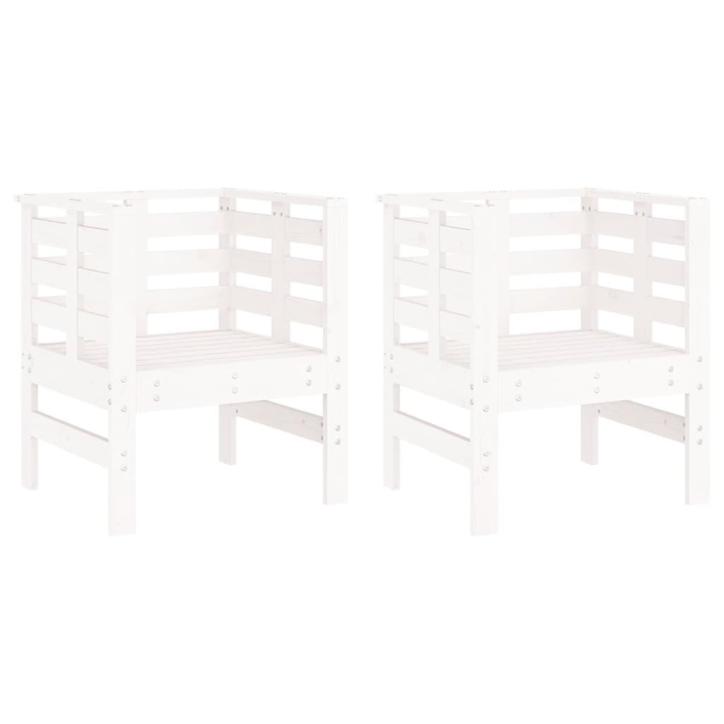 Sillas de jardín 2 uds madera maciza pino blanco 61,5x53x71 cm
