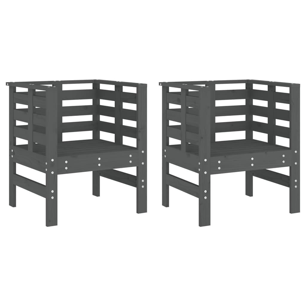 Sillas de jardín 2 uds madera maciza pino blanco 61,5x53x71 cm