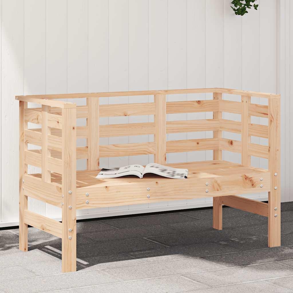 Banco de jardín madera maciza de pino blanco 111,5x53x71 cm