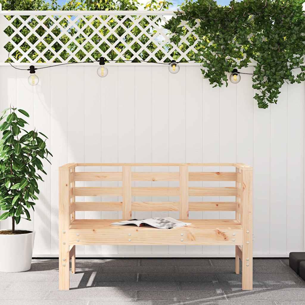 Banco de jardín madera maciza de pino blanco 111,5x53x71 cm
