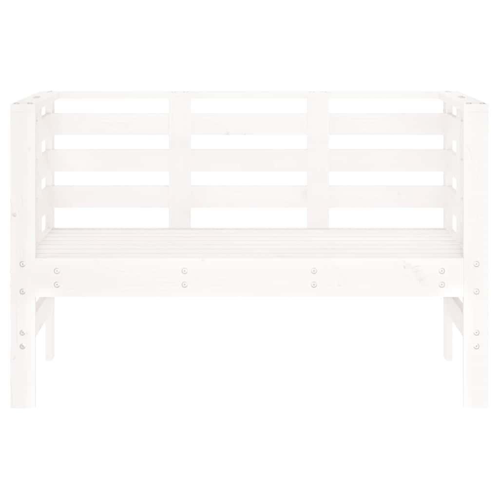 Banco de jardín madera maciza de pino blanco 111,5x53x71 cm