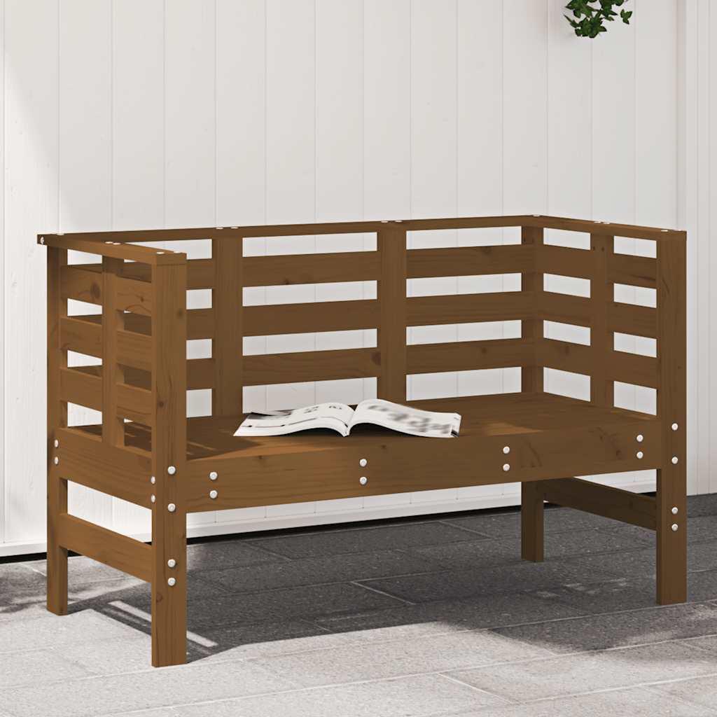 Banco de jardín madera maciza de pino marrón miel 110x38x45 cm