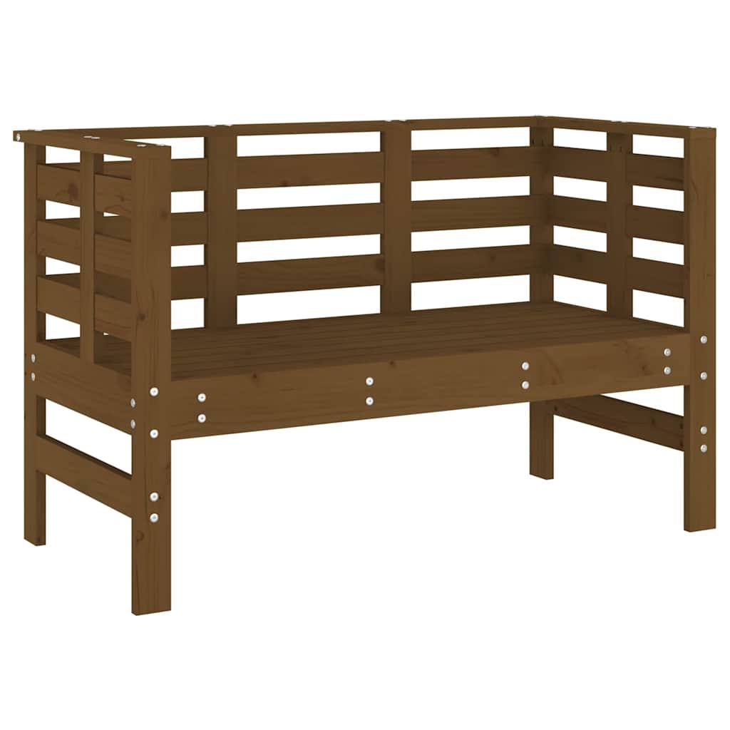 Banco de jardín madera maciza de pino marrón miel 110x38x45 cm