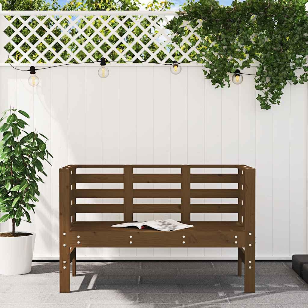 Banco de jardín madera maciza de pino marrón miel 110x38x45 cm
