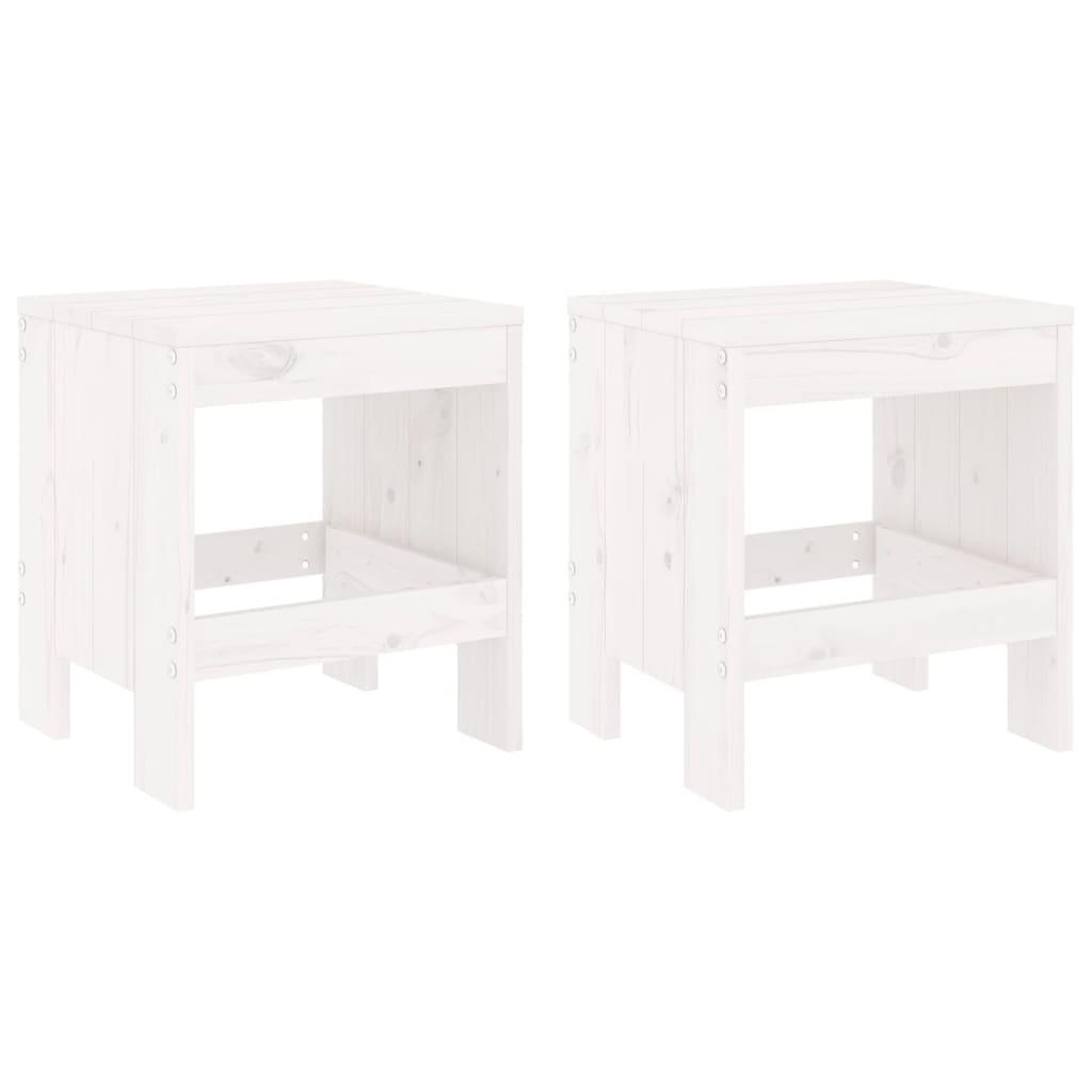 Taburetes de jardín 2 uds madera maciza pino blanco 40x36x45 cm