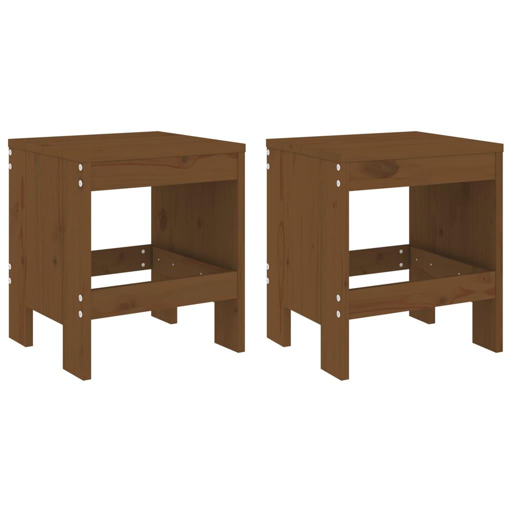 Taburetes de jardín 2 uds madera pino marrón miel 40x36x45 cm