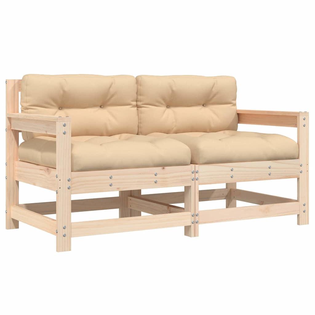 Sillones de jardín con cojines 2 uds madera maciza de pino gris