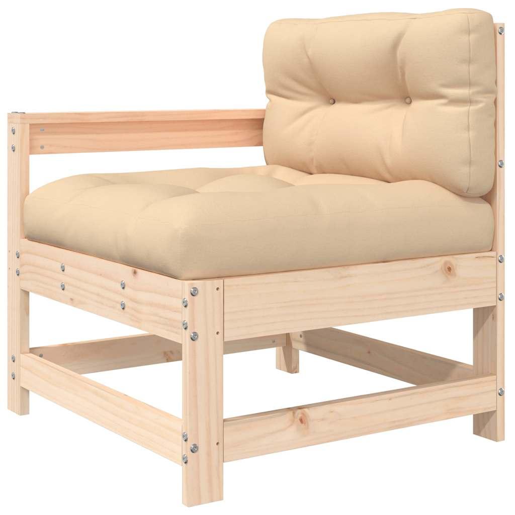 Sillones de jardín con cojines 2 uds madera maciza de pino gris