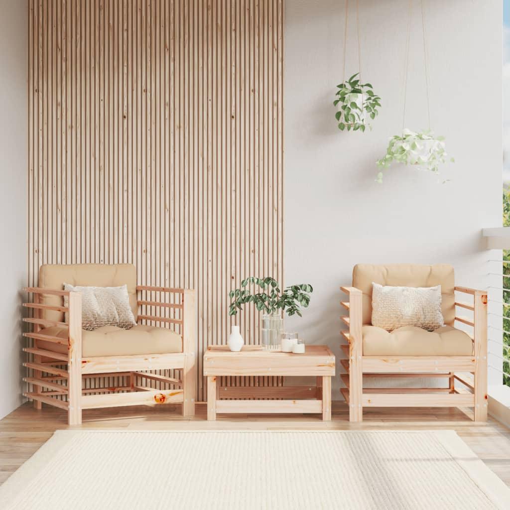 Sillones de jardín 2 unidades madera maciza