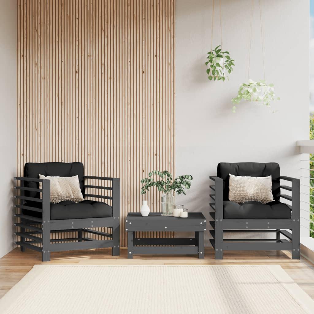 Sillones de jardín 2 unidades madera maciza