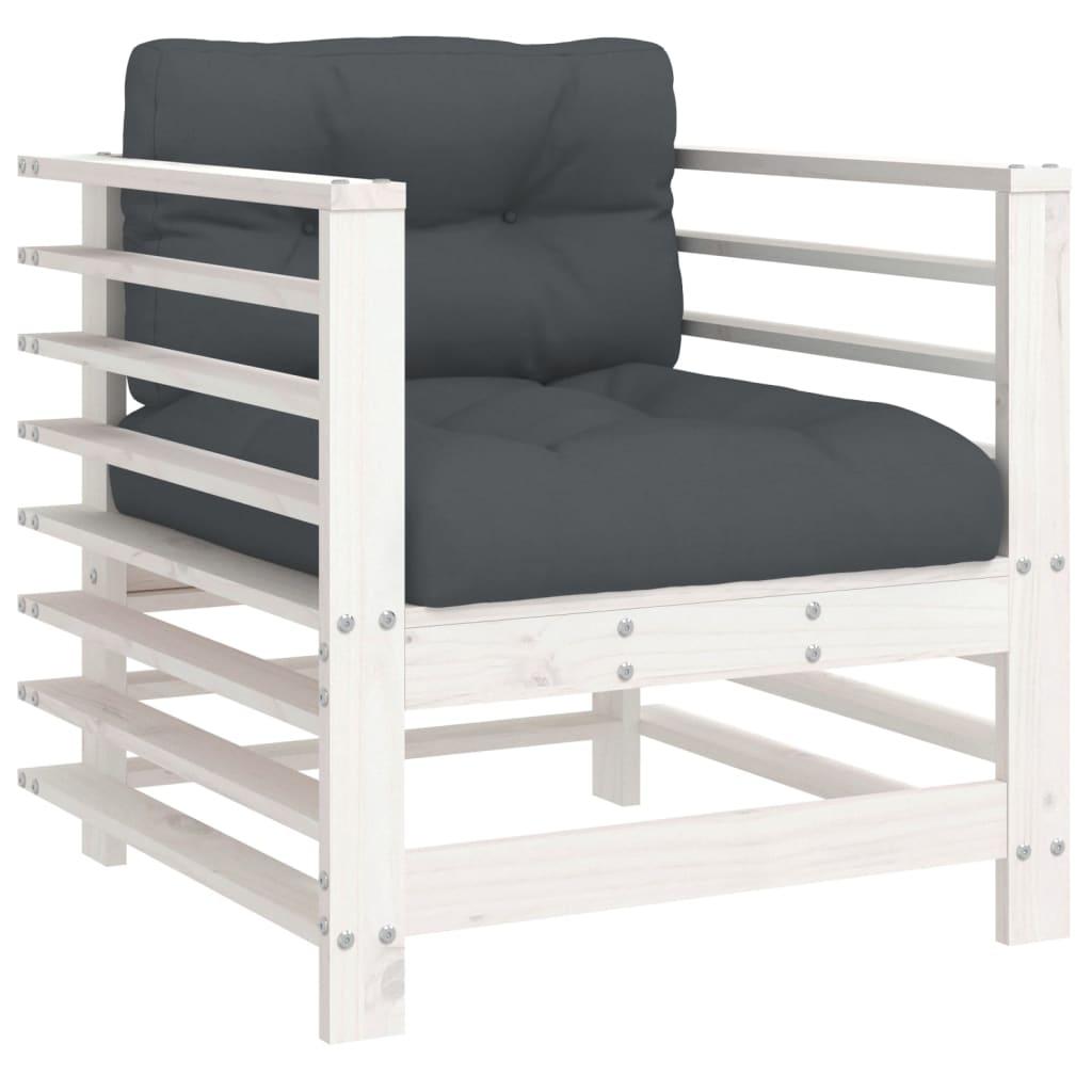 Sillones de jardín con cojines 2 uds madera maciza de pino gris