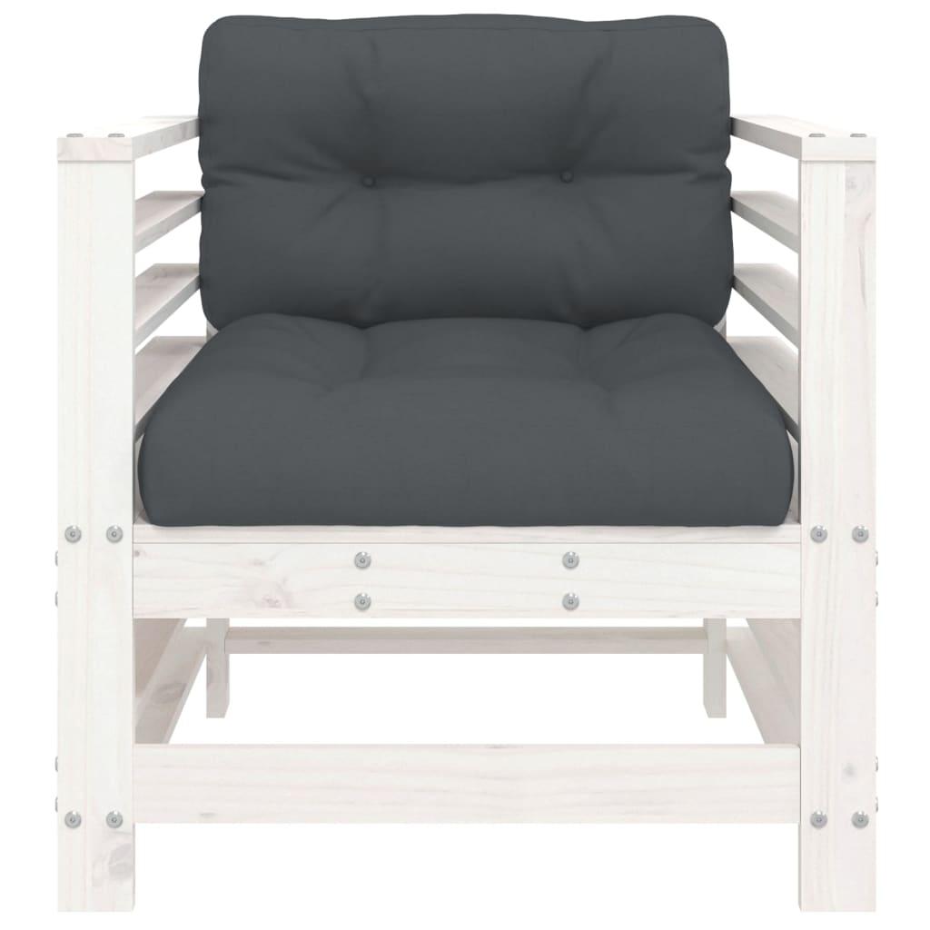 Sillones de jardín con cojines 2 uds madera maciza de pino gris