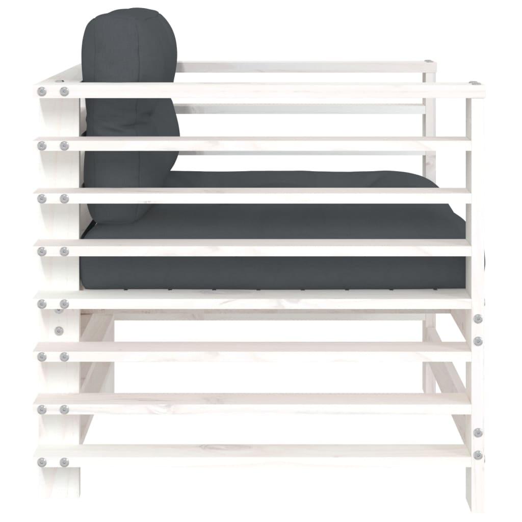 Sillones de jardín con cojines 2 uds madera maciza de pino gris