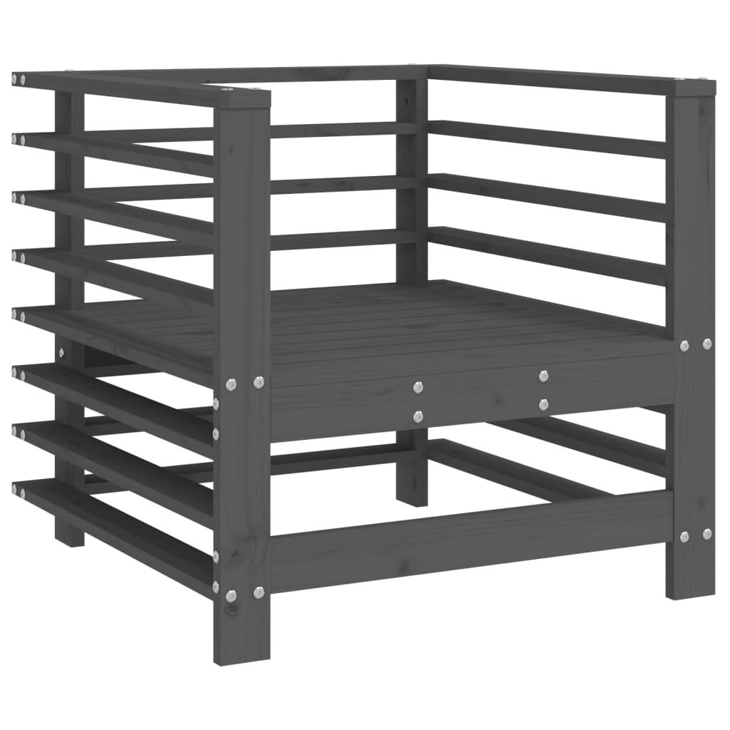 Sillones de jardín con cojines 2 uds madera maciza de pino gris