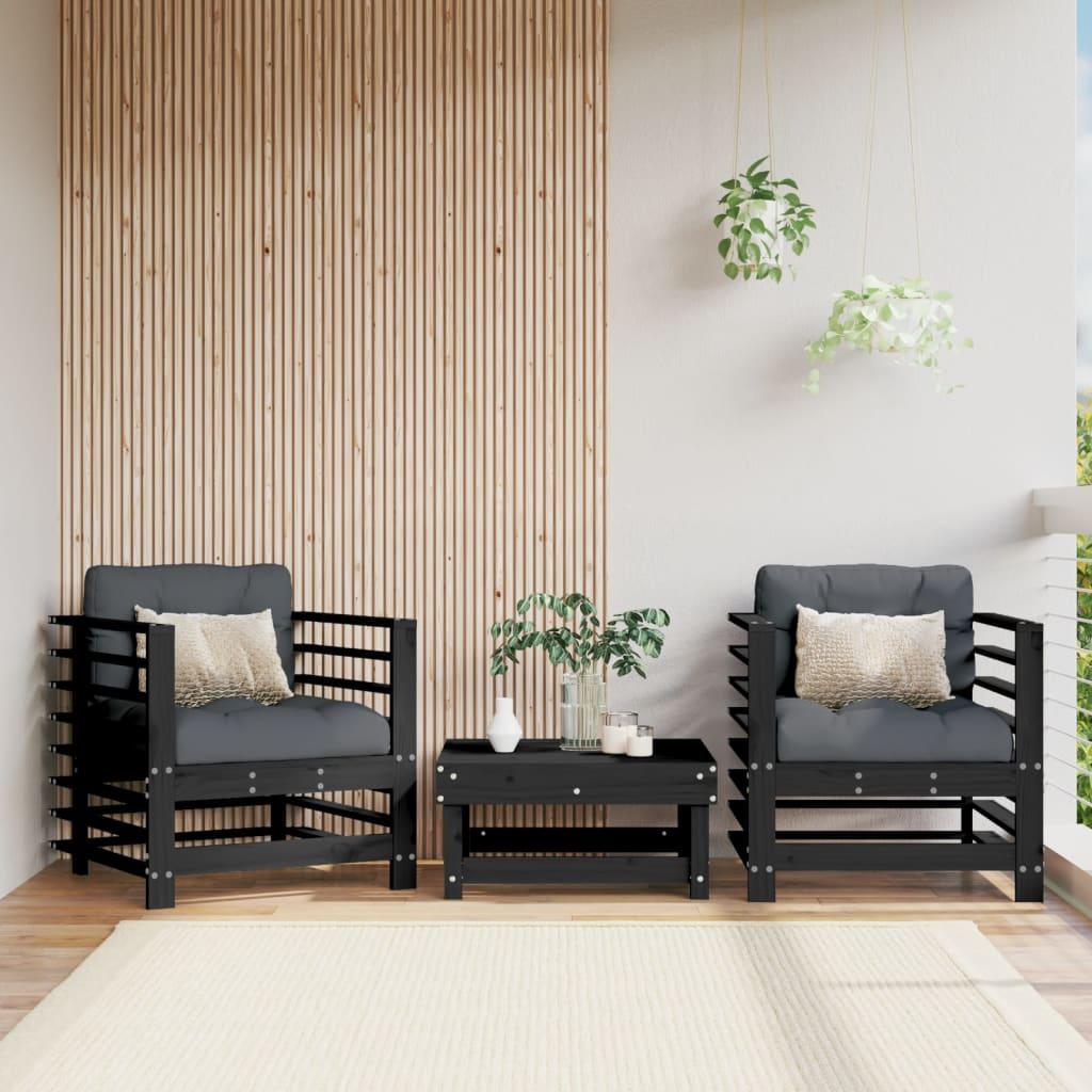 Sillones de jardín con cojines 2 uds madera maciza de pino gris