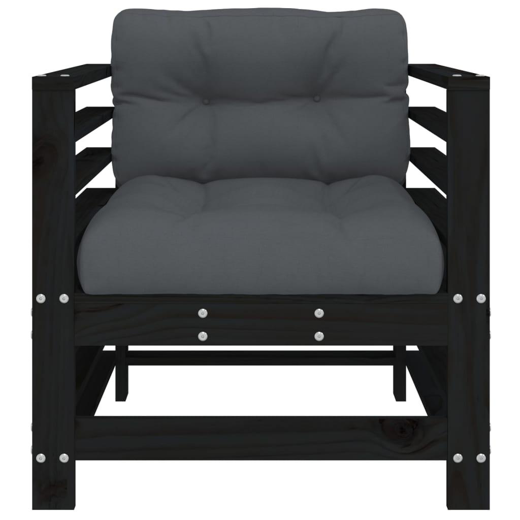 Sillones de jardín con cojines 2 uds madera maciza de pino gris