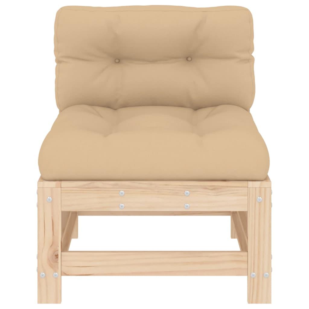 Sofás centrales con cojines 2 uds madera maciza de pino blanco