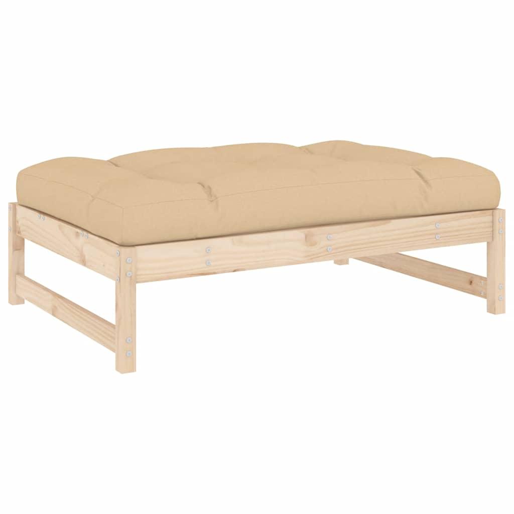 Taburete de jardín madera maciza de pino blanco 62x63,5x53,5 cm