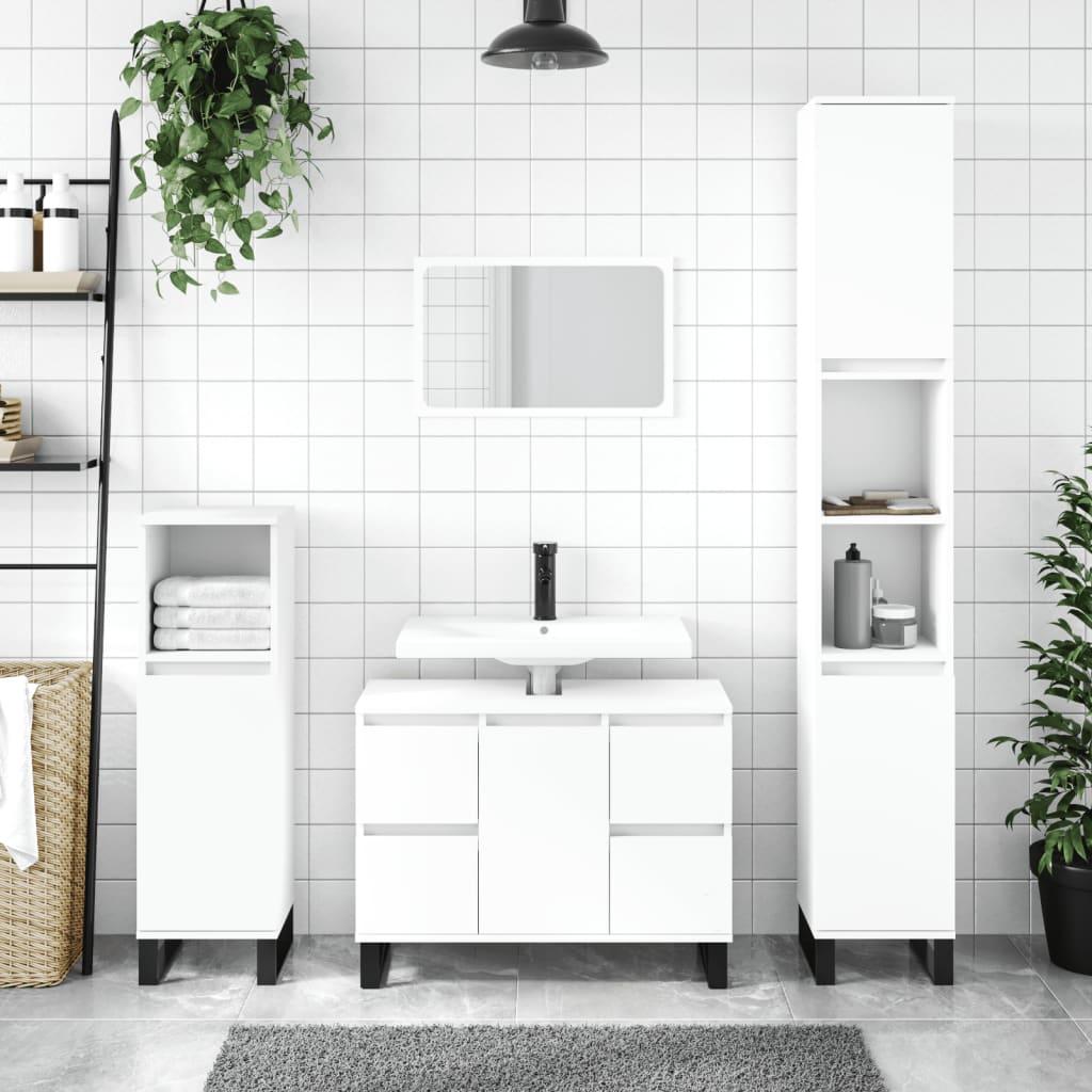 Armario de baño madera de ingeniería gris Sonoma 33x33x120,5 cm