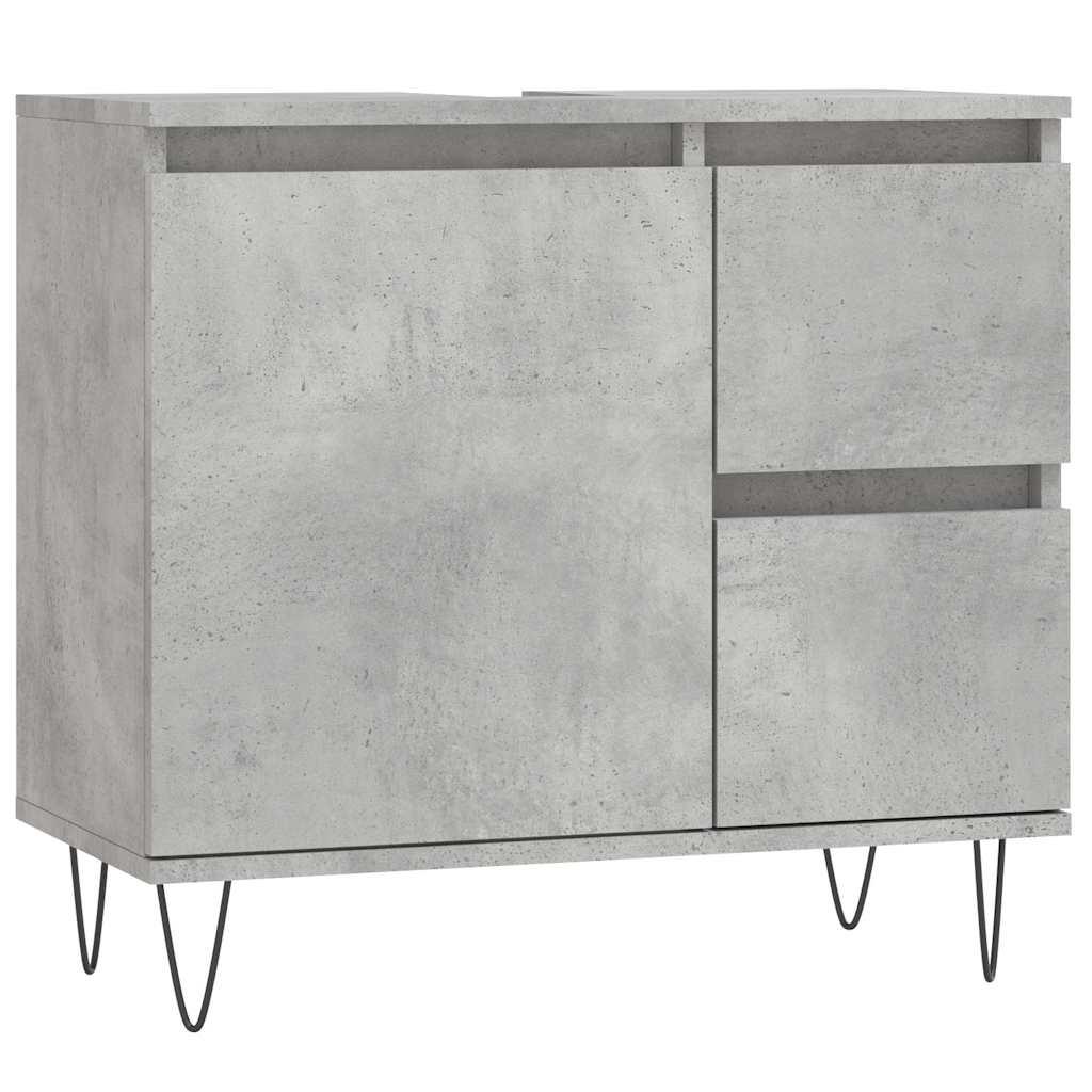 Armario de baño madera contrachapada gris hormigón 30x30x100 cm