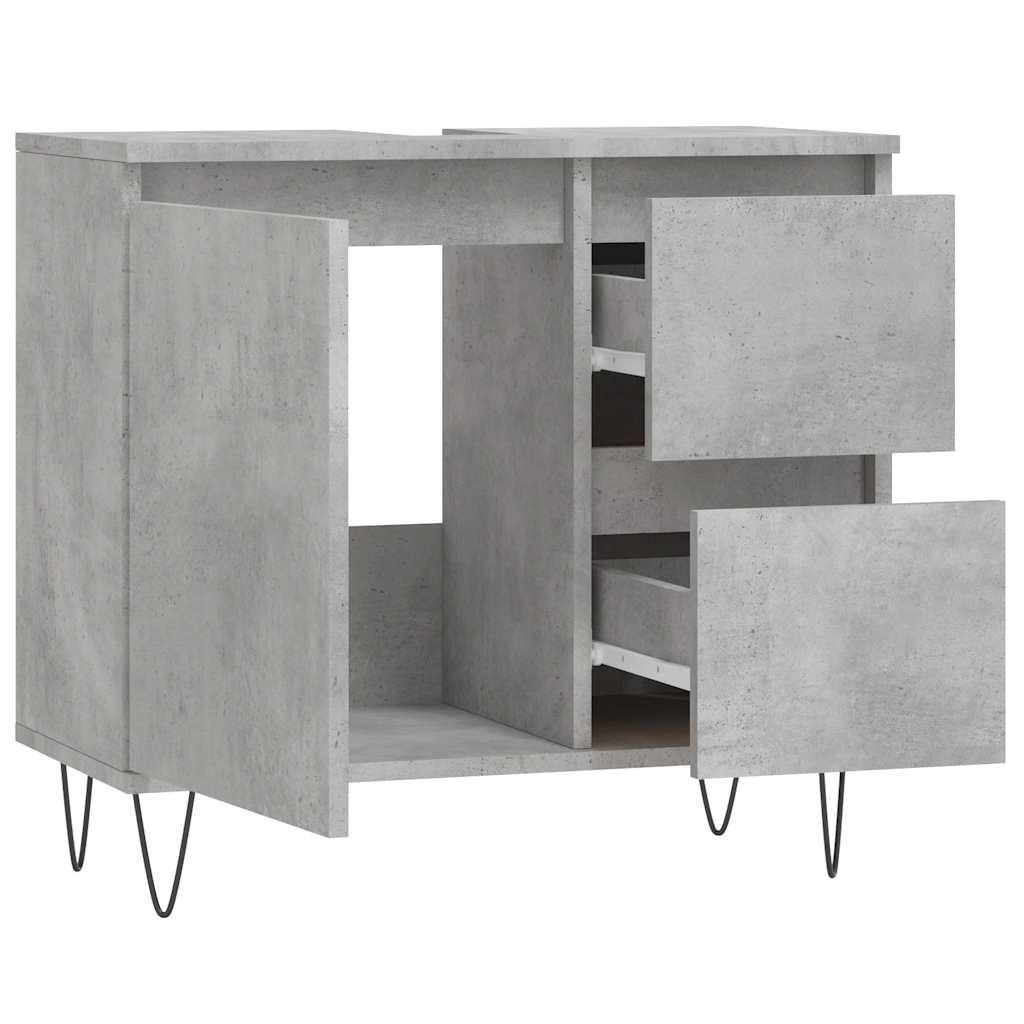 Armario de baño madera contrachapada gris hormigón 30x30x100 cm
