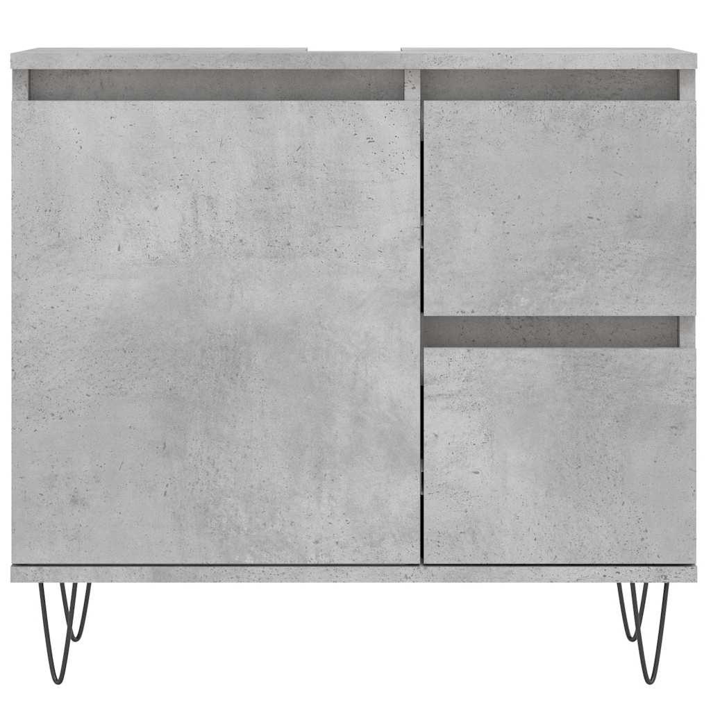 Armario de baño madera contrachapada gris hormigón 30x30x100 cm