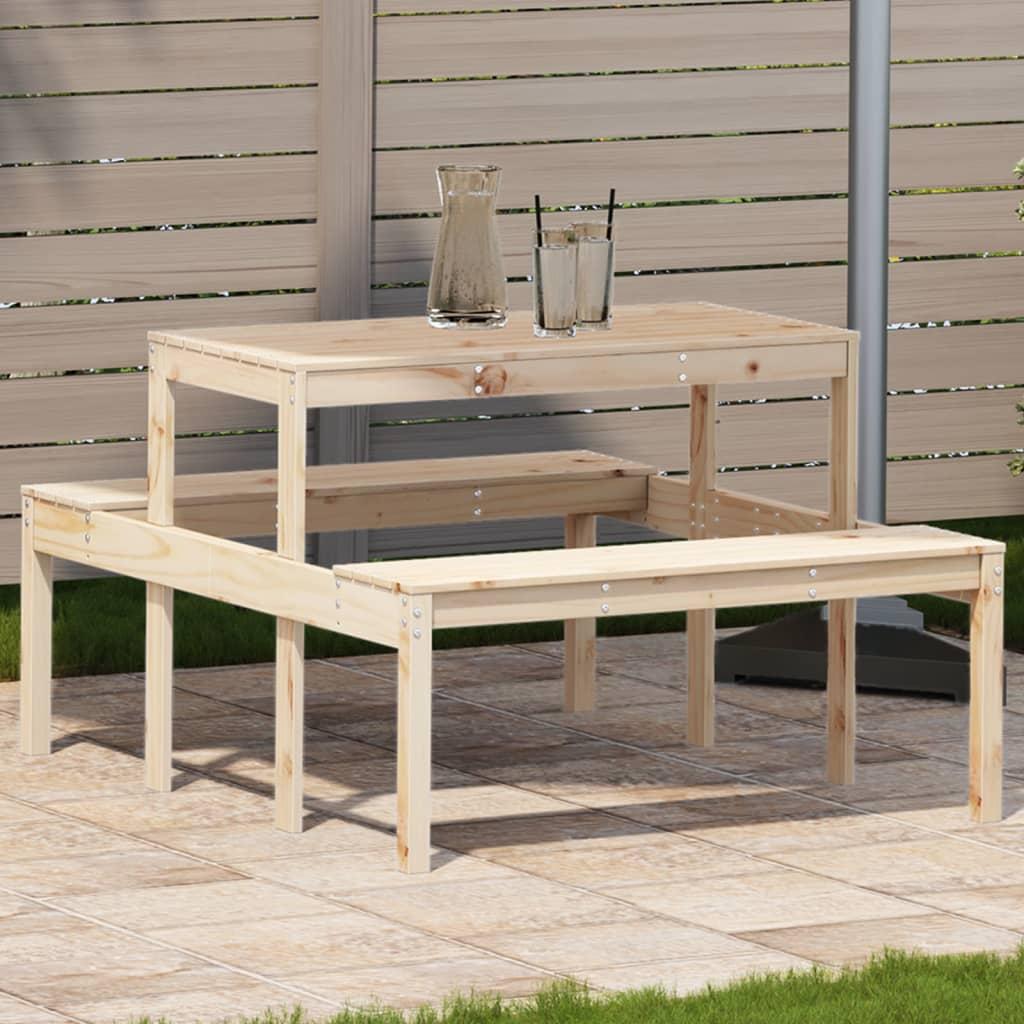 Mesa de pícnic madera maciza de pino blanco 160x134x75 cm