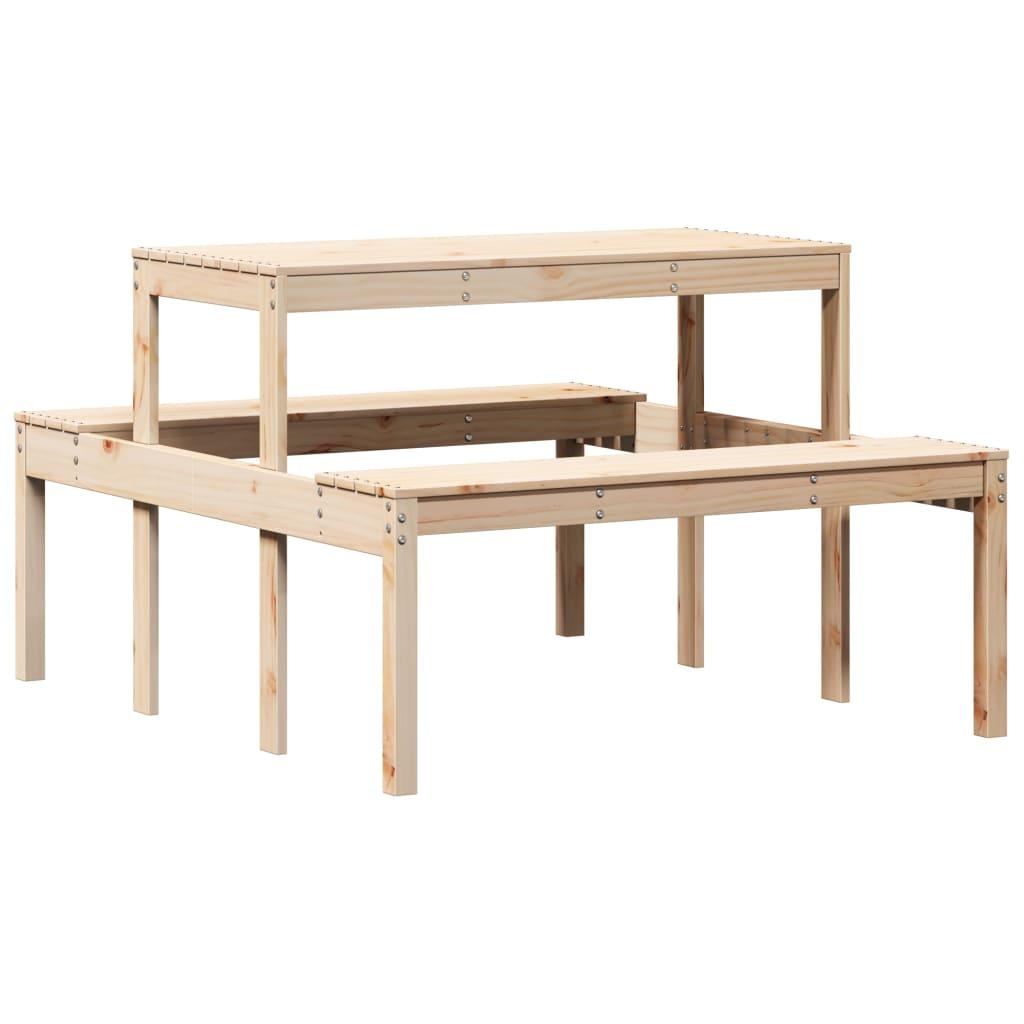 Mesa de pícnic madera maciza de pino blanco 160x134x75 cm
