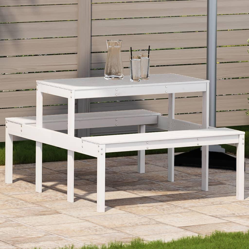 Mesa de pícnic madera maciza de pino blanco 160x134x75 cm