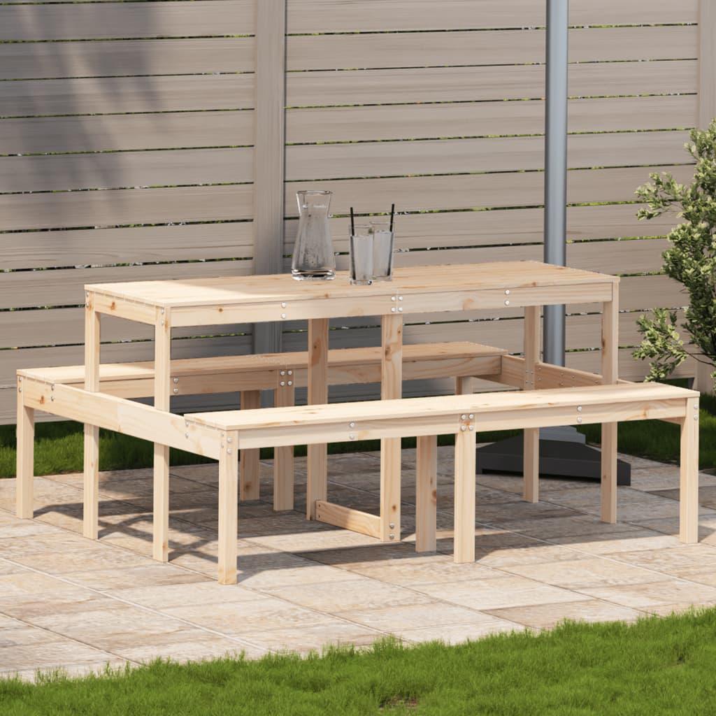Mesa de pícnic madera maciza de pino blanco 160x134x75 cm