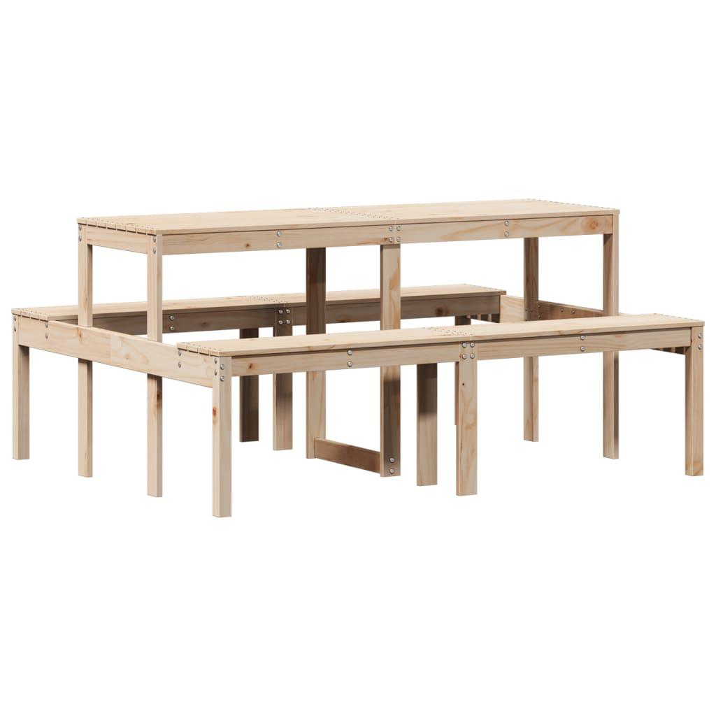 Mesa de pícnic madera maciza de pino blanco 160x134x75 cm