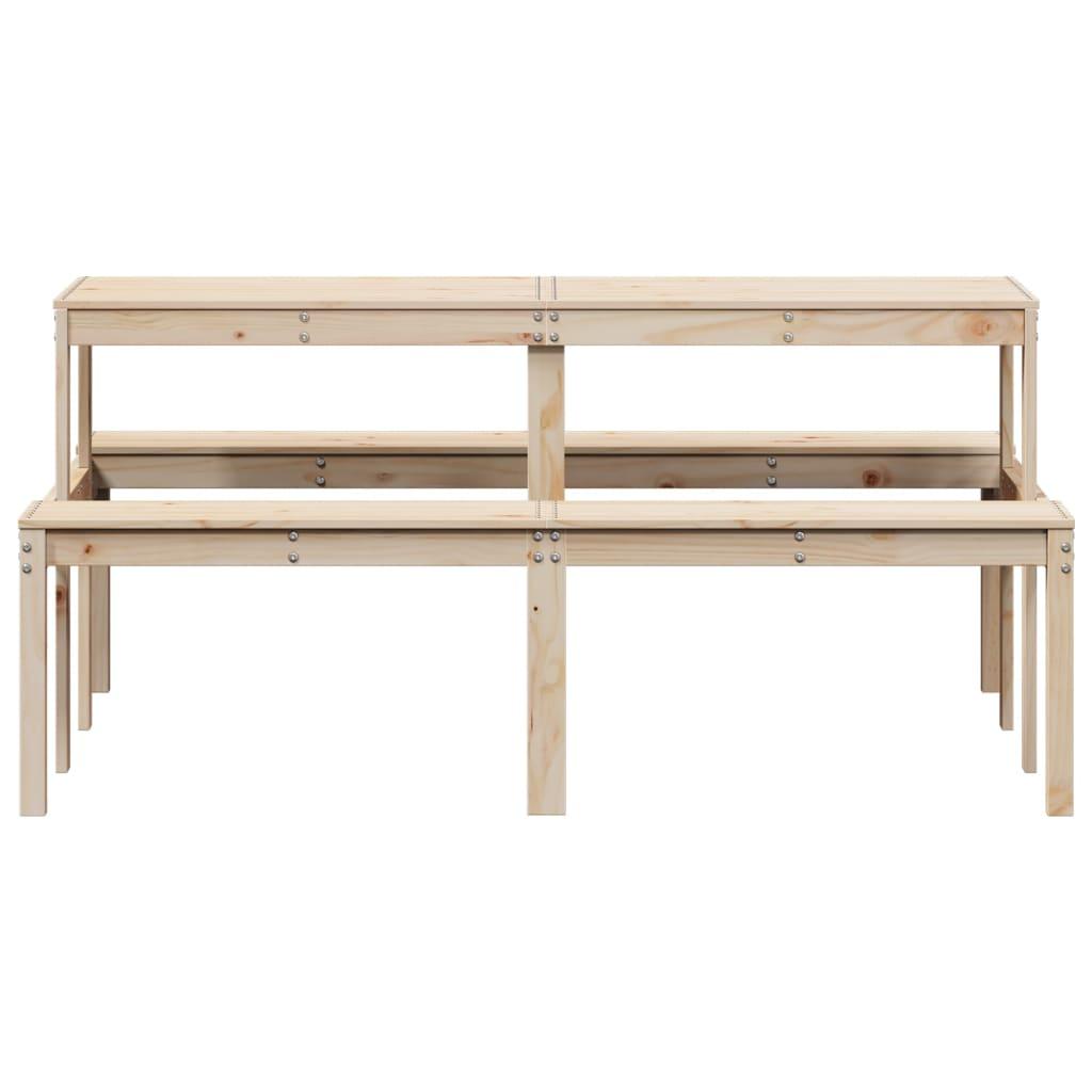Mesa de pícnic madera maciza de pino blanco 160x134x75 cm
