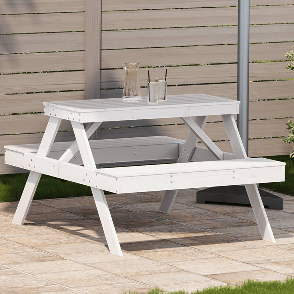 Mesa de pícnic madera maciza de pino blanco 160x134x75 cm