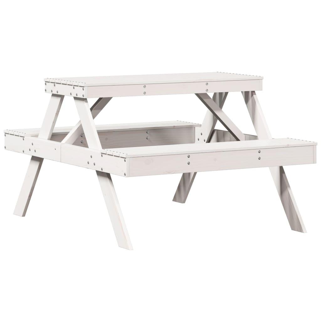 Mesa de pícnic madera maciza de pino blanco 160x134x75 cm