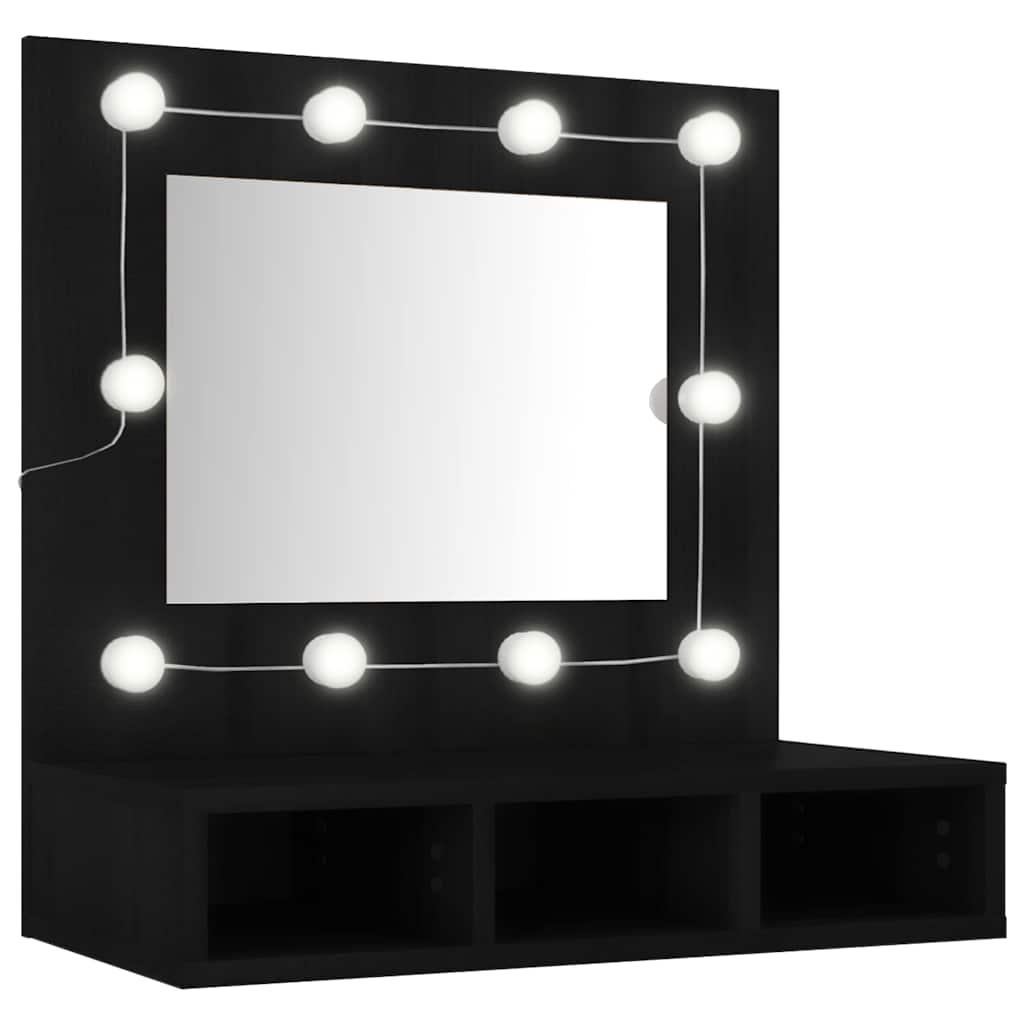 Mueble con espejo y LED color roble ahumado 90x31,5x62 cm