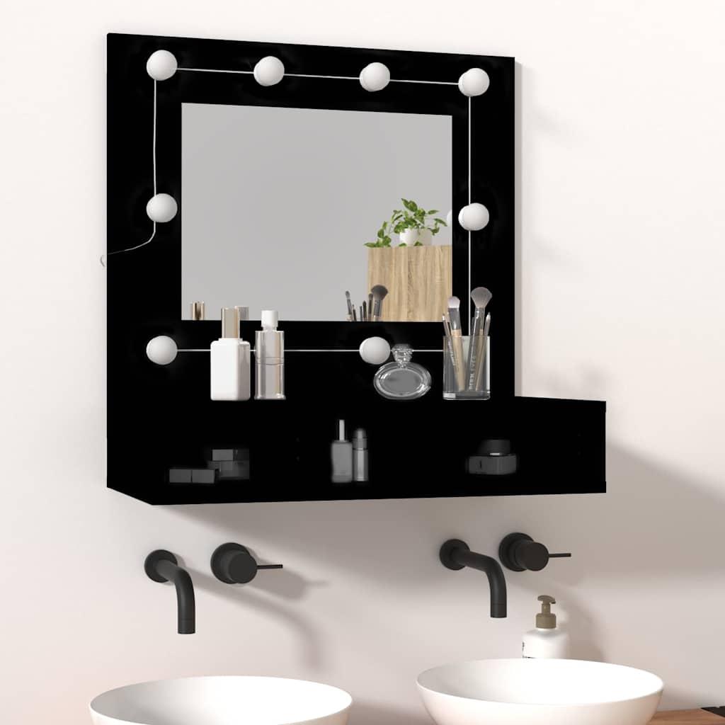 Mueble con espejo y LED color roble ahumado 90x31,5x62 cm