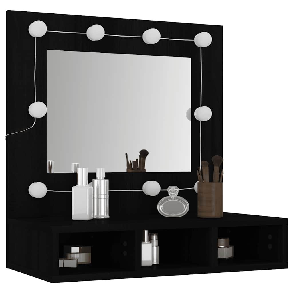 Mueble con espejo y LED color roble ahumado 90x31,5x62 cm
