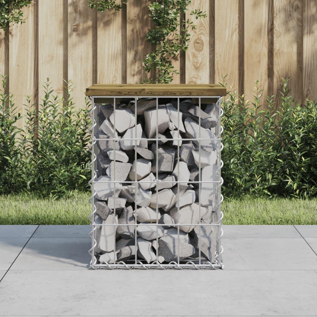 Banco jardín diseño gaviones madera pino impregnada