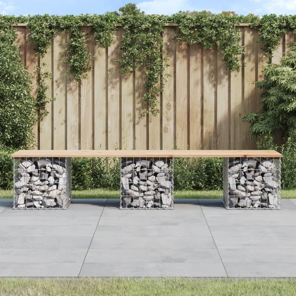 Banco de jardín diseño gaviones madera maciza pino