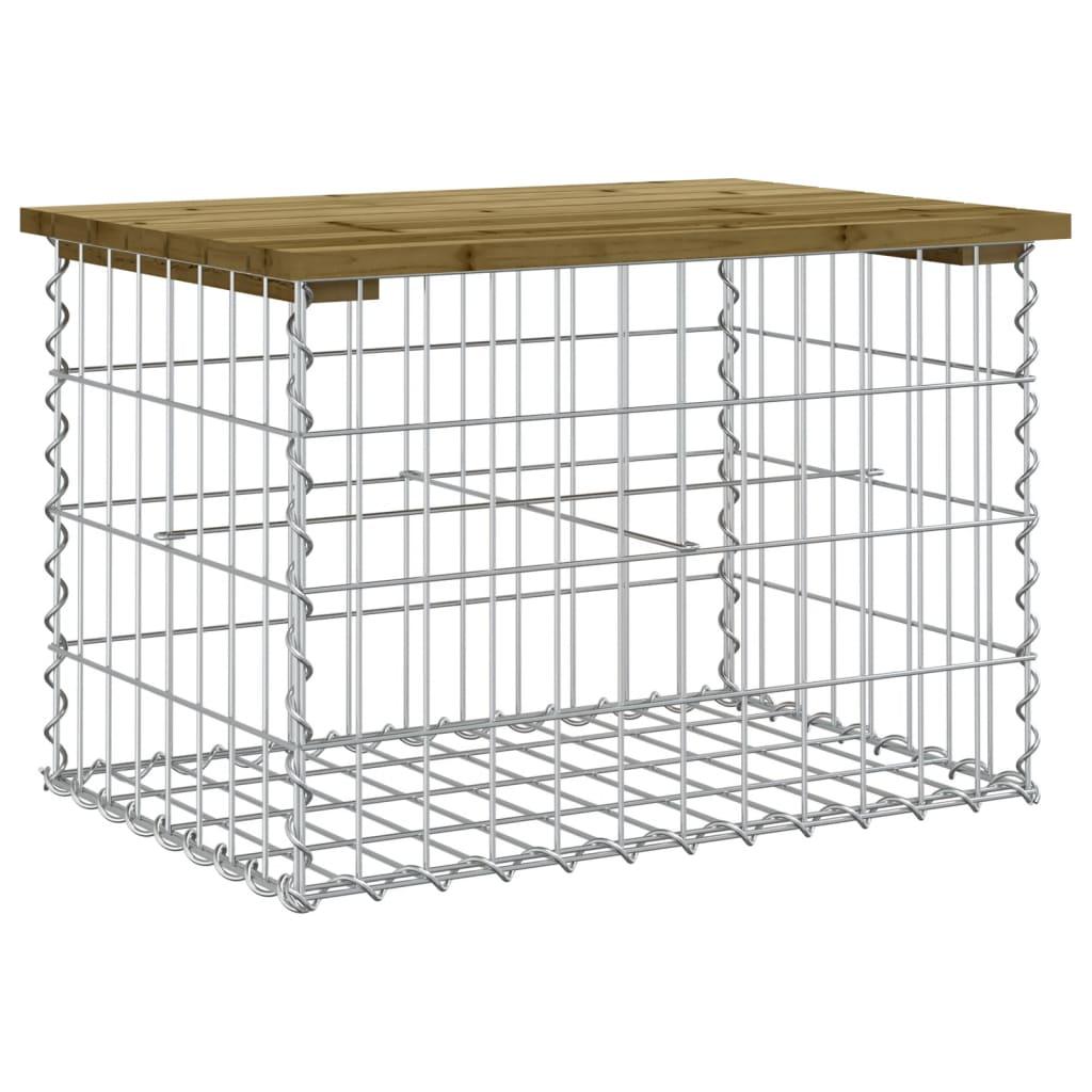 Banco jardín diseño gaviones madera pino impregnada 63x44x42 cm